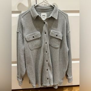 Aerie Lumber Jane Waffle Button Up - Size S - Gray